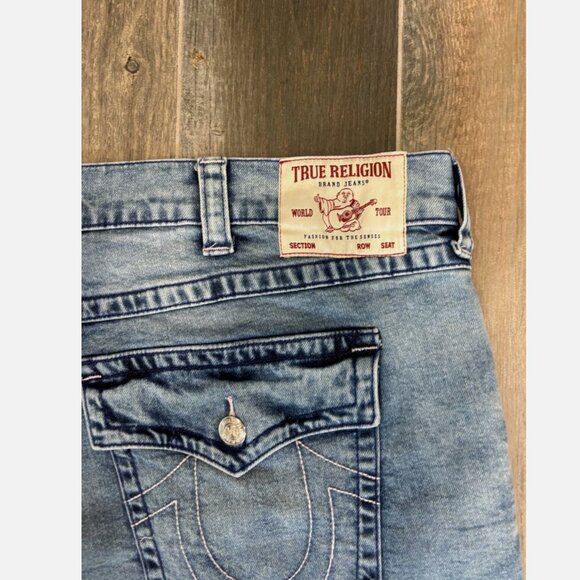 TRUE RELIGION ROCCO LIGHT SHAKER SKINNY JEAN FLAP 44 X 32 NWT *READ FLAWED $159 - Picture 9 of 10